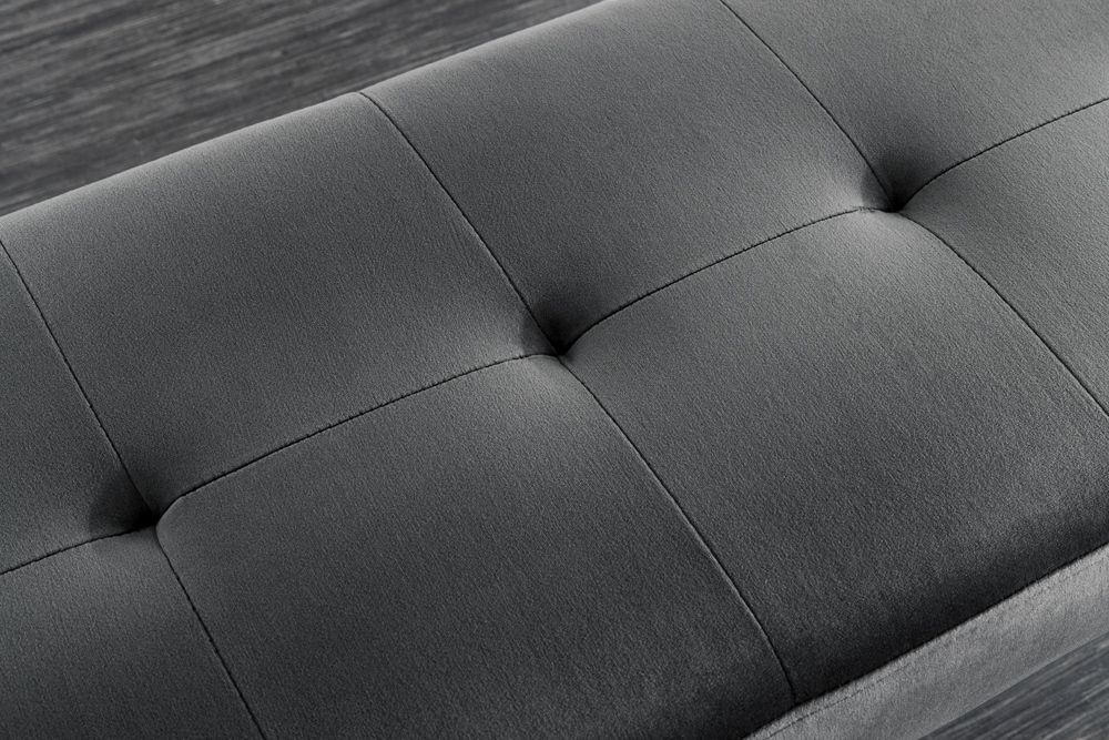 Design Sitzbank BOUTIQUE 100cm dunkelgrau Samt schwarze Metallbeine