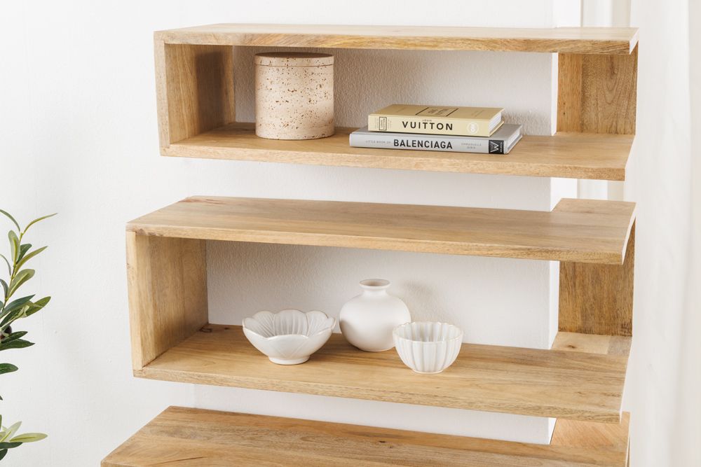 Massives 3er Set Wandregale SURREAL 65cm natur Außenecke Mangoholz