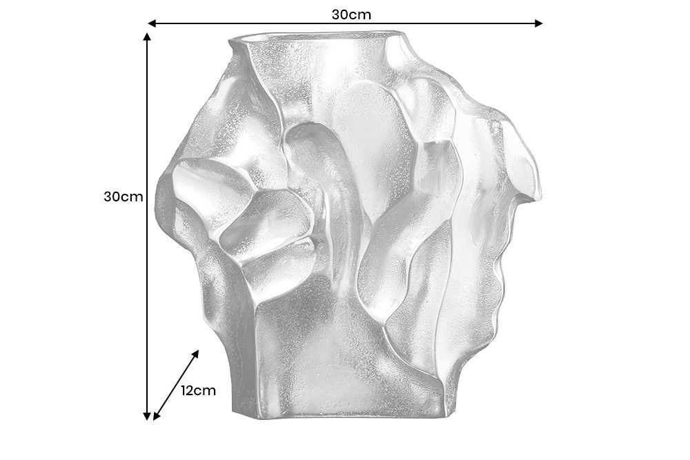 Handgefertigte Vase LIQUID 30cm silber Metall Hammerschlag Design