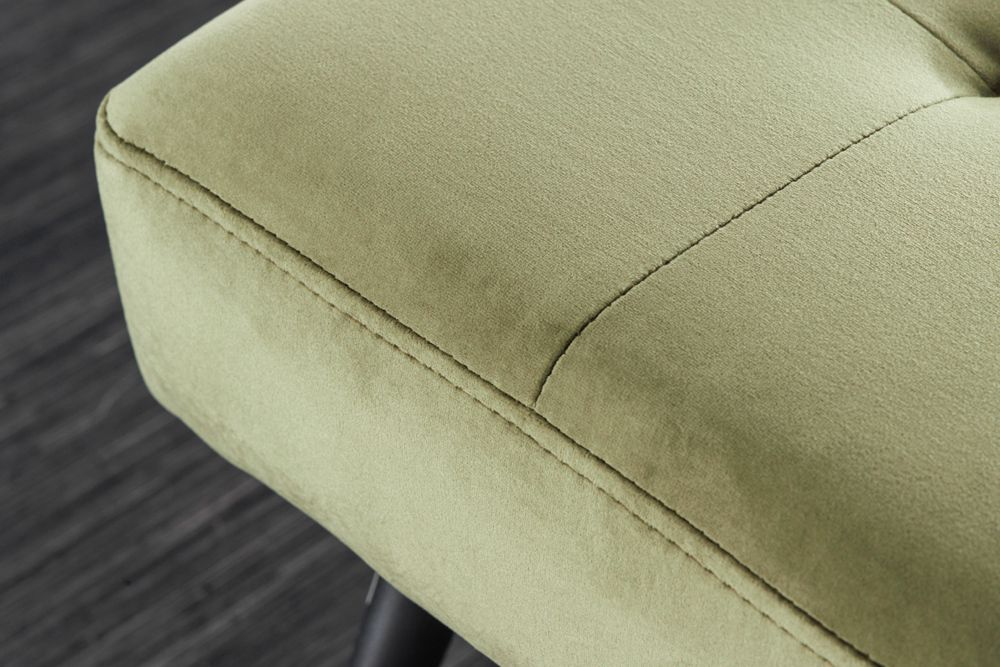 Design Sitzbank BOUTIQUE 100cm grün Samt schwarze Metallbeine