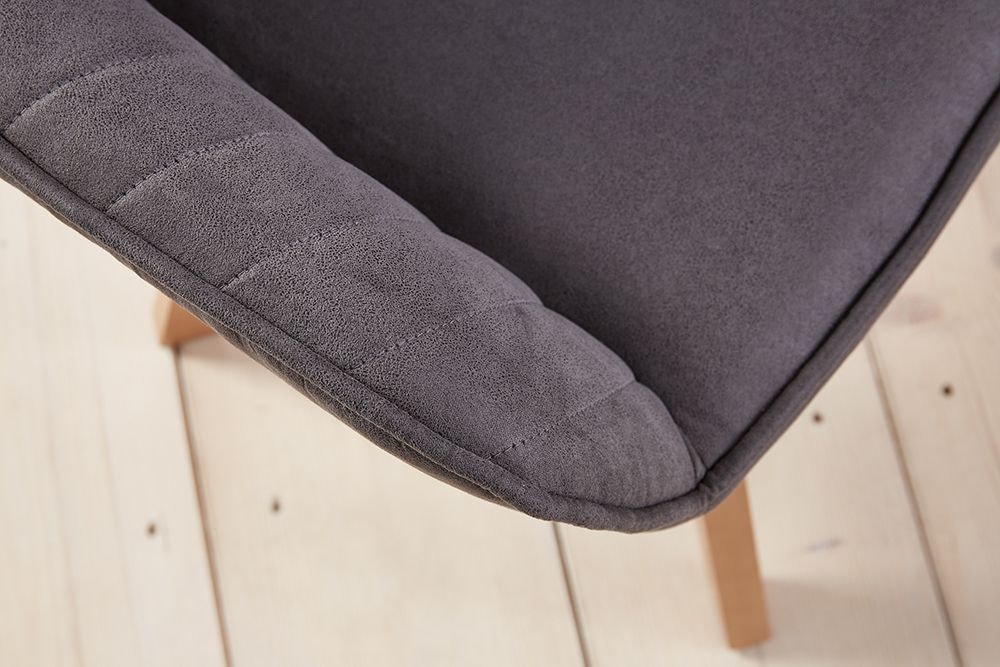 Drehbarer Design Stuhl LIVORNO vintage grau Buchenholz Beine mit Armlehnen