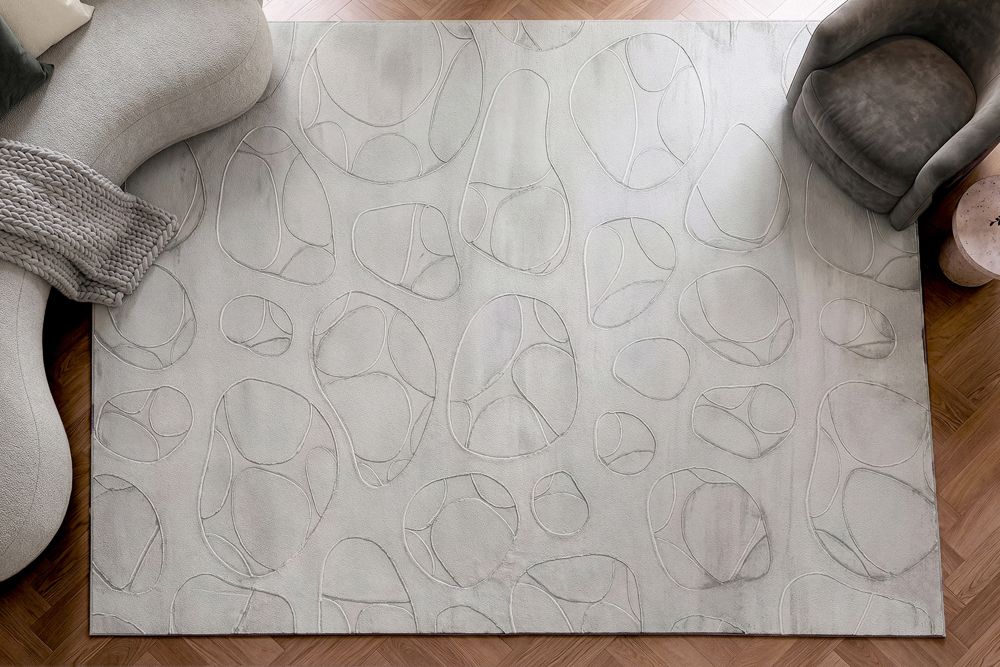 3D Hochflor Teppich LUNA 300x230cm hellgrau Hoch-Tief-Effekt Indoor-Teppich