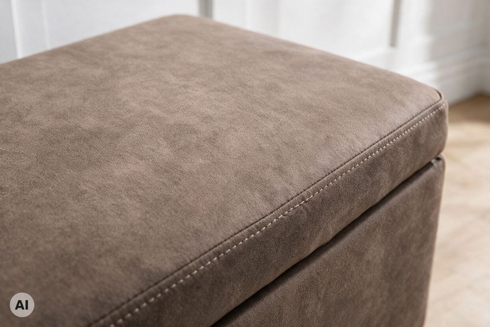 Truhenbank LOFT 100cm antik taupe Microfaser Sitzbank mit Stauraum Metall schwarz
