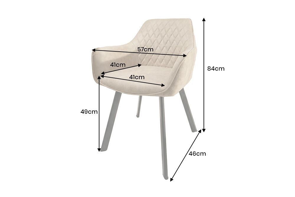 Design Stuhl PALERMO beige Microfaser mit Armlehne und Ziersteppung