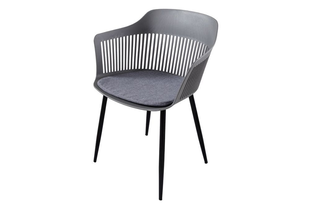 Design Stuhl AIRE grau Kunststoff Stahlgestell Indoor Outdoor inkl. Kissen