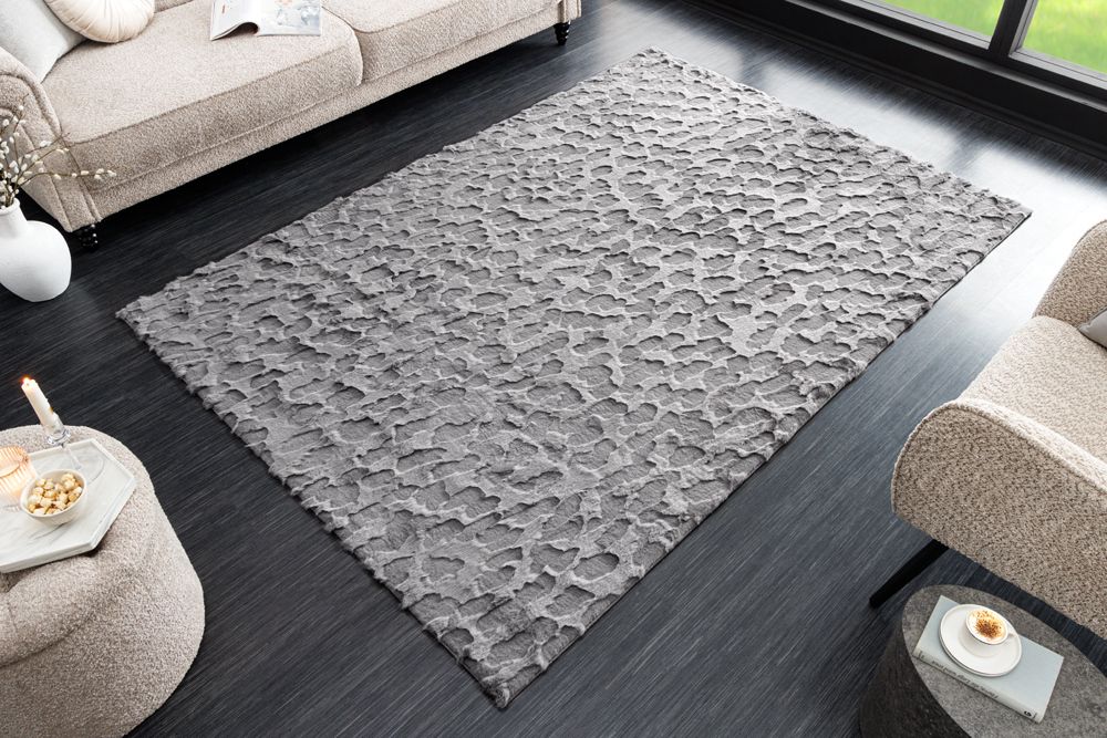 3D Hochflor Teppich DUNE 230x160cm anthrazit Hoch-Tief-Effekt