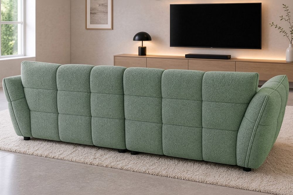 XXL Sofa CLOUD 260cm salbei Bouclé Bigsofa Federkern inkl. Kissen