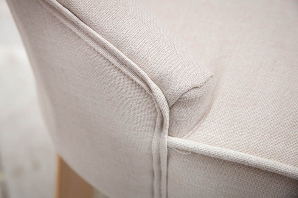 Eleganter Stuhl CASTLE beige Leinenstoff Landhausstil mit Komfortgriff