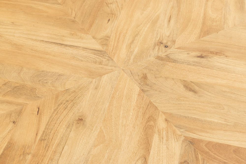 Runder Esstisch INFINITY HOME 120cm natur cream finish Mangoholz Parkett schwarz