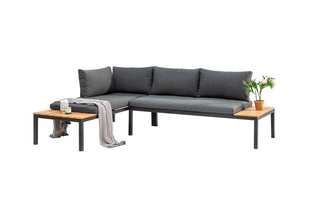 Modulare Garten Sitzgruppe ORLANDO LOUNGE 240cm anthrazit Aluminium wetterfest inkl. Kissen