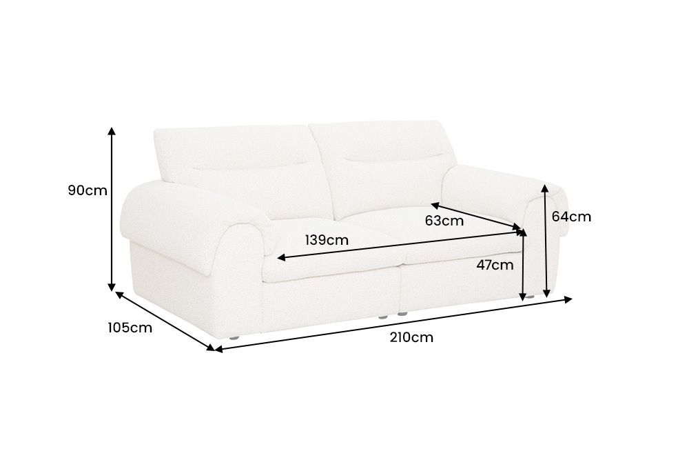 3-Sitzer Sofa SIXTH SENSE 210cm beige Bouclé-Strickstoff mit Nosagfederung und Daunenfedern