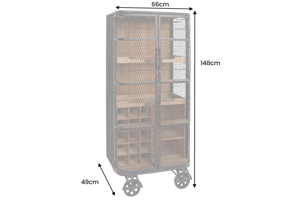 Design Barschrank LOFT 150cm natur Pinienholz Metall mit Flaschenregal