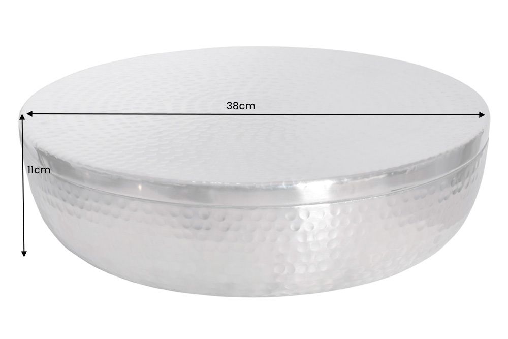 Handgefertigte Schale ORIENT 40cm silber Metall rund mit Deckel Schmuck-Dose