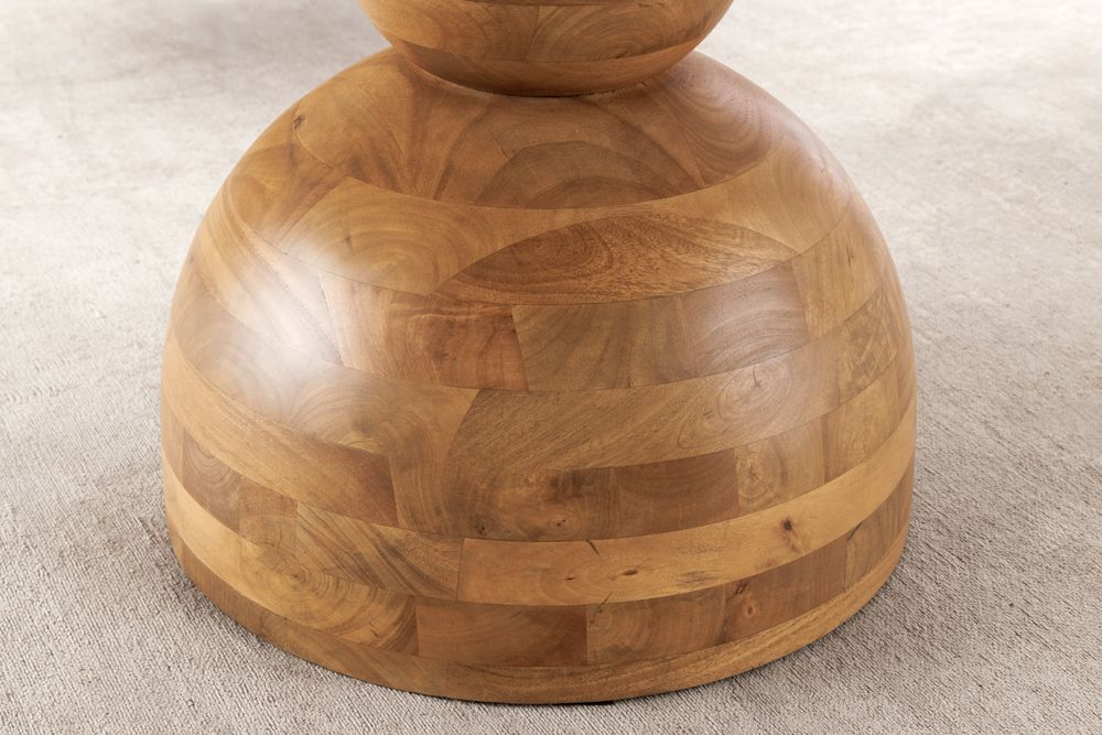 Massiver Esstisch MAESTRO 130cm creme Mangoholz rund mit Säulenfuß