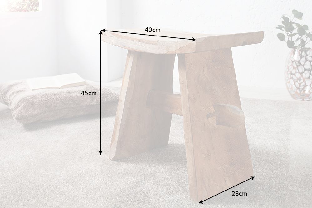 Massiver Hocker ZEN 40cm Teakholz Beistelltisch