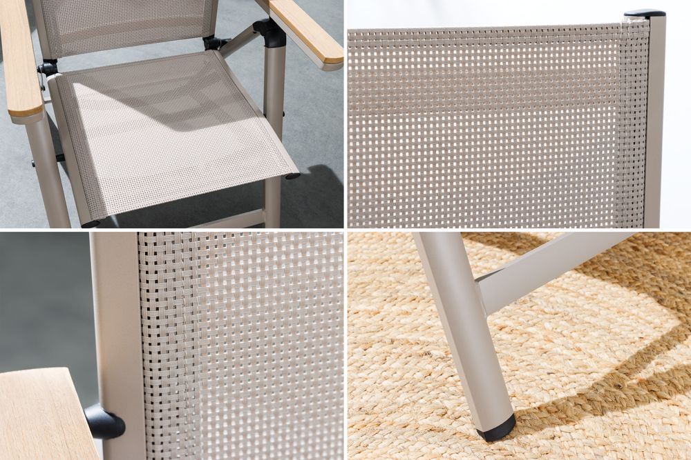 Outdoor Gartenstuhl DESIGNO taupe Aluminium klappbar wetterfest Hochlehner