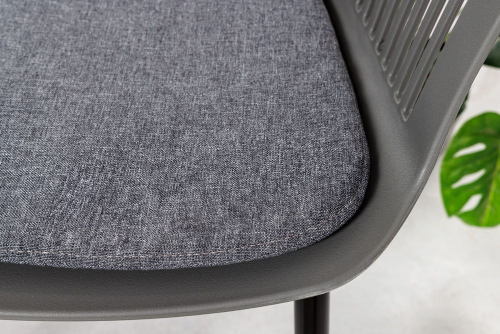 Design Stuhl AIRE grau Kunststoff Stahlgestell Indoor Outdoor inkl. Kissen