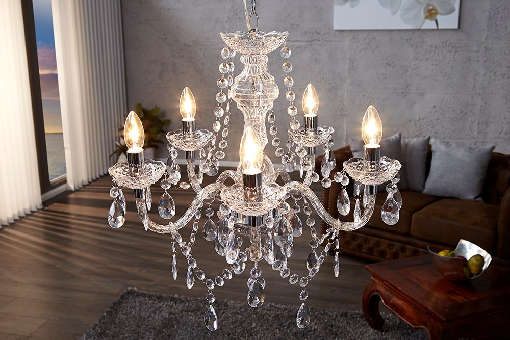 Eleganter Kronleuchter CRYSTAL 55cm klar Acryl 5-armig Lüster