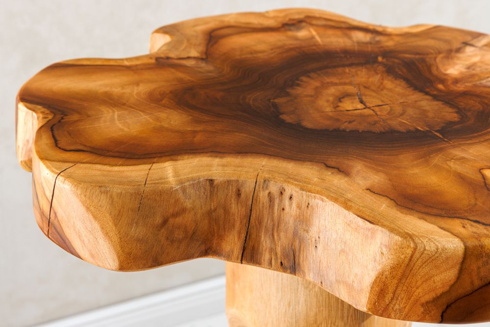 Massivholz Beistelltisch ROOT 70cm natur Teak aus Wurzelholz im Stelzen-Design