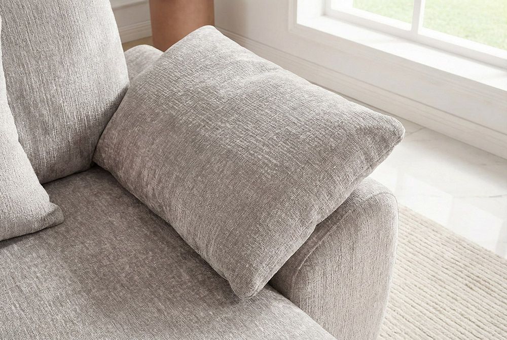 Stilvolles Big Sofa SOHO 260cm beige Chenille 4-Sitzer Couch mit Wellenunterfederung