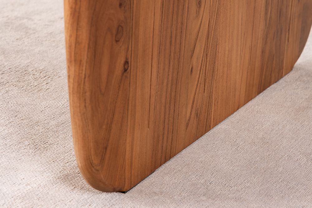 Design Esstisch SCULPTURA 240cm braun Akazie Massivholz mit skulpturalem Wangenfuß