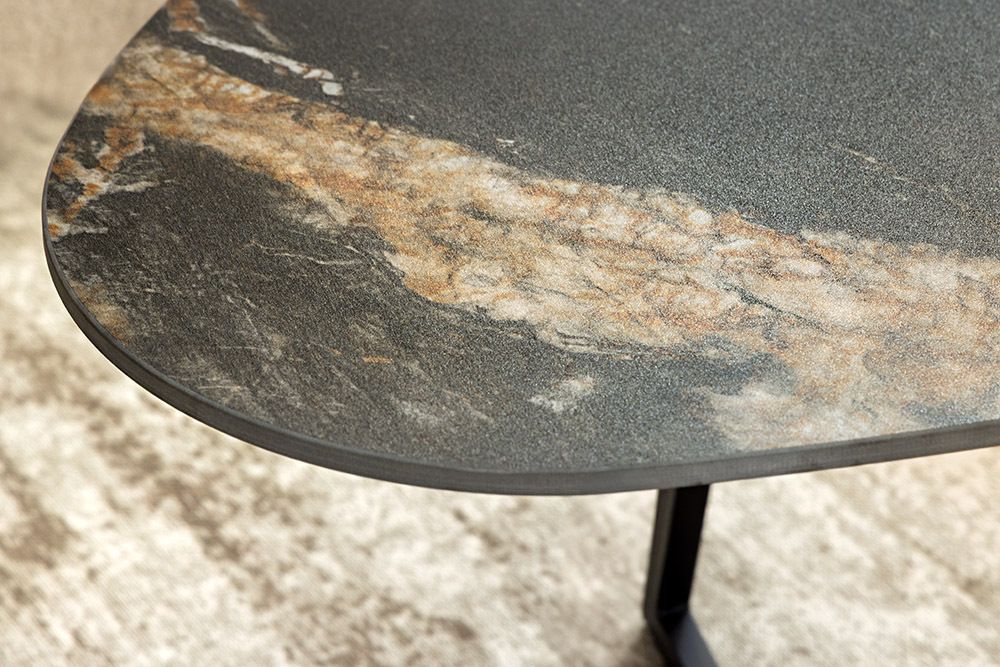 Design Couchtisch MARVELOUS 70cm schwarz gold sand AURORA ORO Keramik Metall