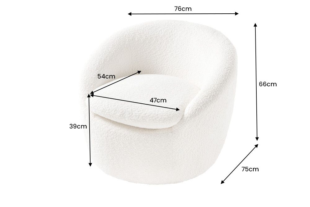 Drehbarer Design Sessel ALPINE beige Bouclé 360° mit Armlehnen