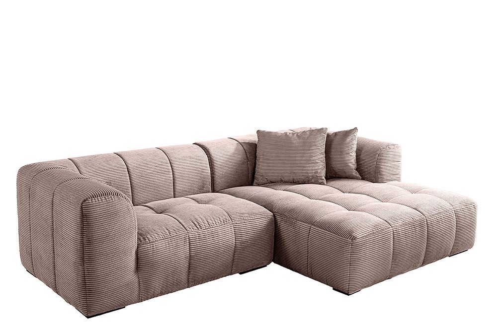 Modernes Ecksofa ZERO GRAVITY 240cm greige Cord 3-Sitzer Couch L-Form
