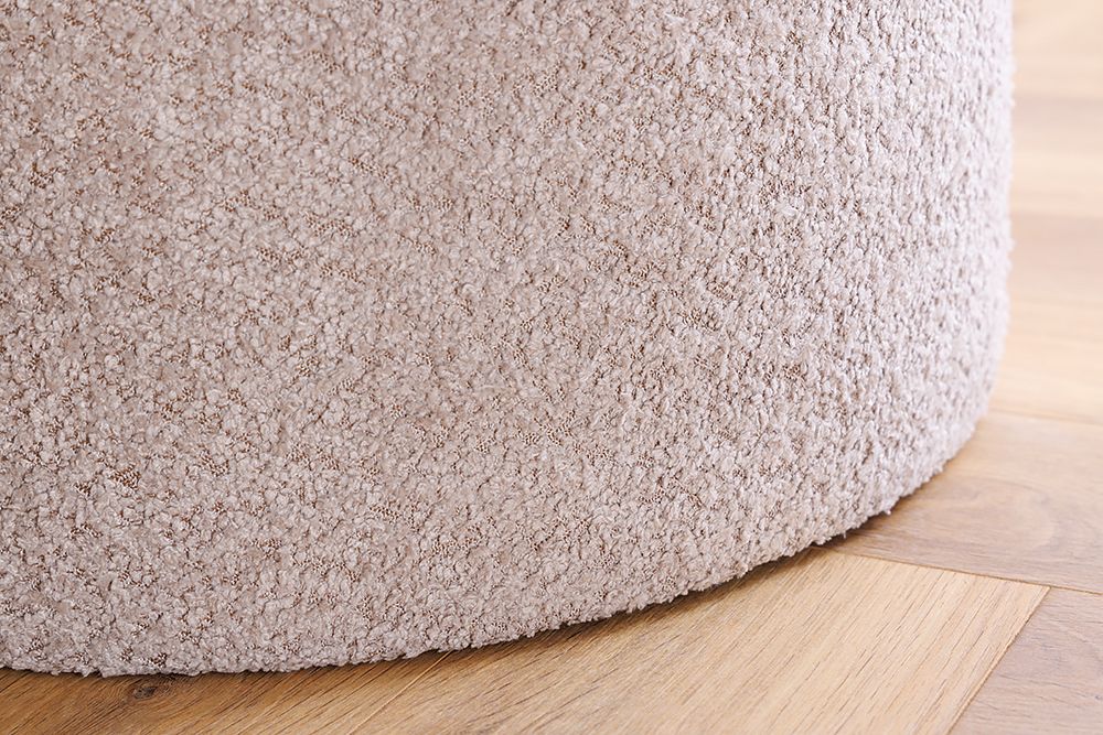 Runder Hocker MODERN BAROCK 50cm champagner Bouclé mit Stauraum