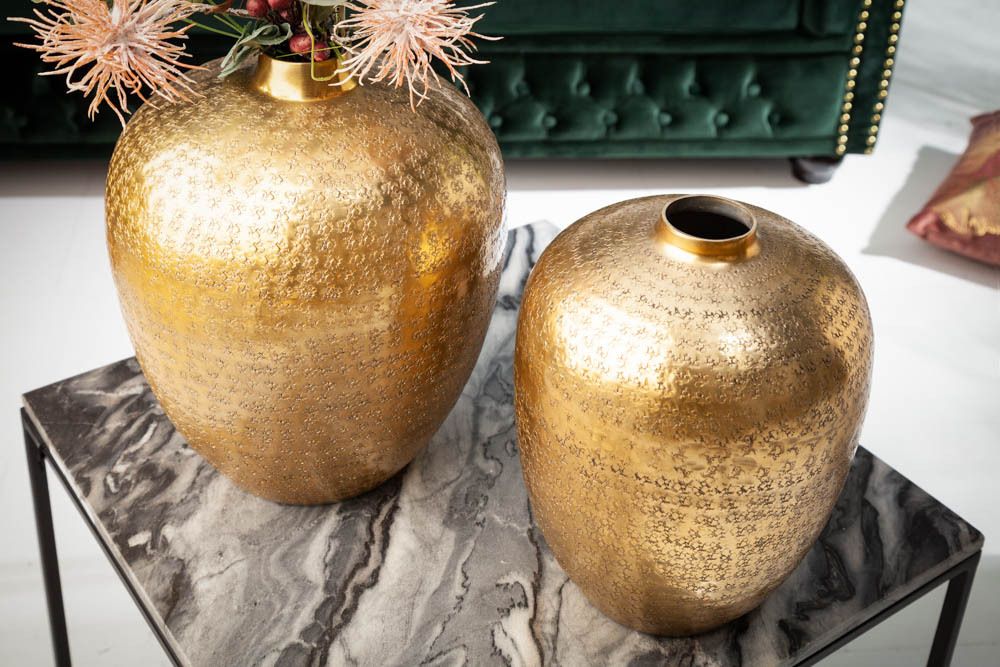 Elegantes Vasen 2er Set ORIENTAL 33cm gold in Handarbeit verziert