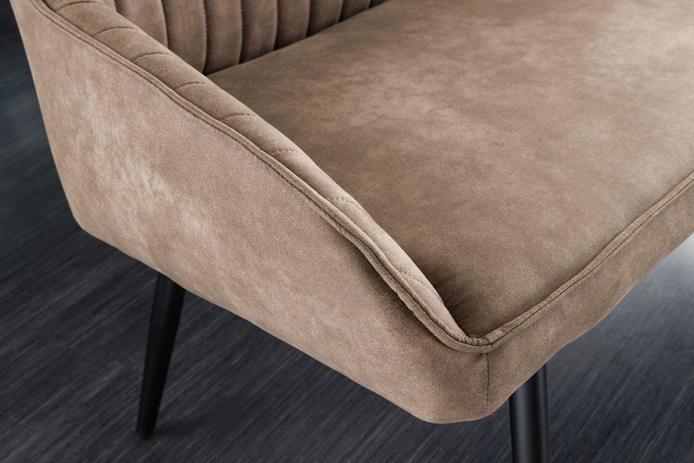 Design Sitzbank TURIN 160cm taupe schwarz Metallbeine mit Armlehne