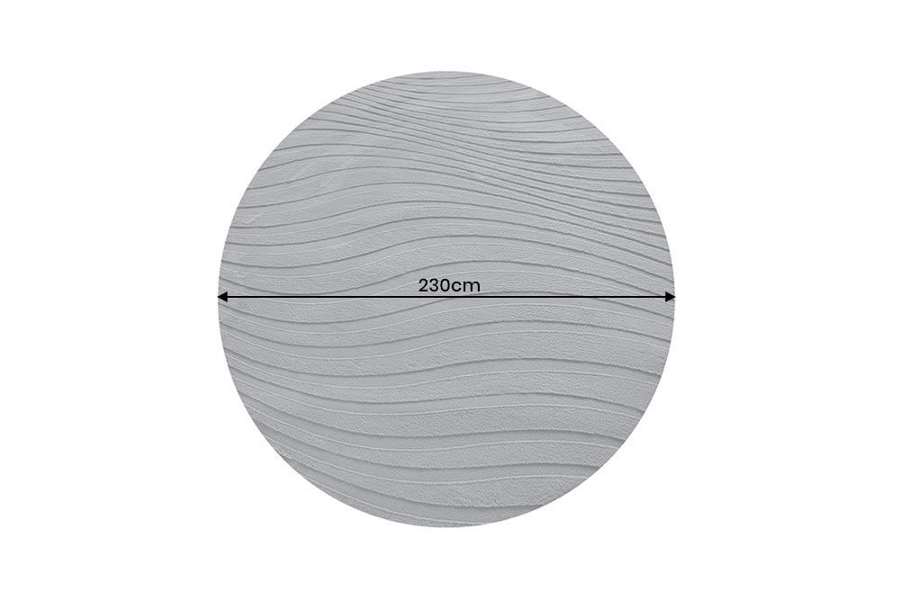 Runder Teppich WAVE 230cm anthrazit 3D strukturierter Kurzflor Indoor Hoch-Tief-Effekt