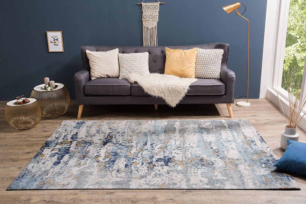 Design Teppich ABSTRAKT 240x160cm blau Baumwolle