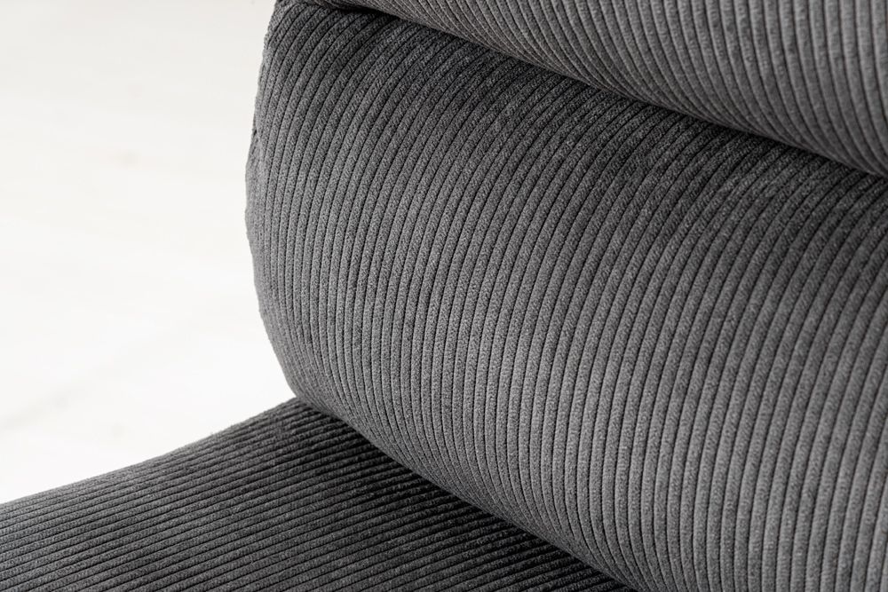 Höhenverstellbarer Barhocker COMFORT grau Cord drehbar mit Lehne Metall schwarz