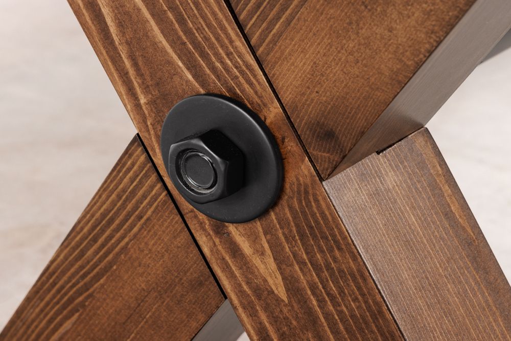 Industrial Bank GOLIATH 180cm natur Pinienholz X-Gestell schwarz Metall