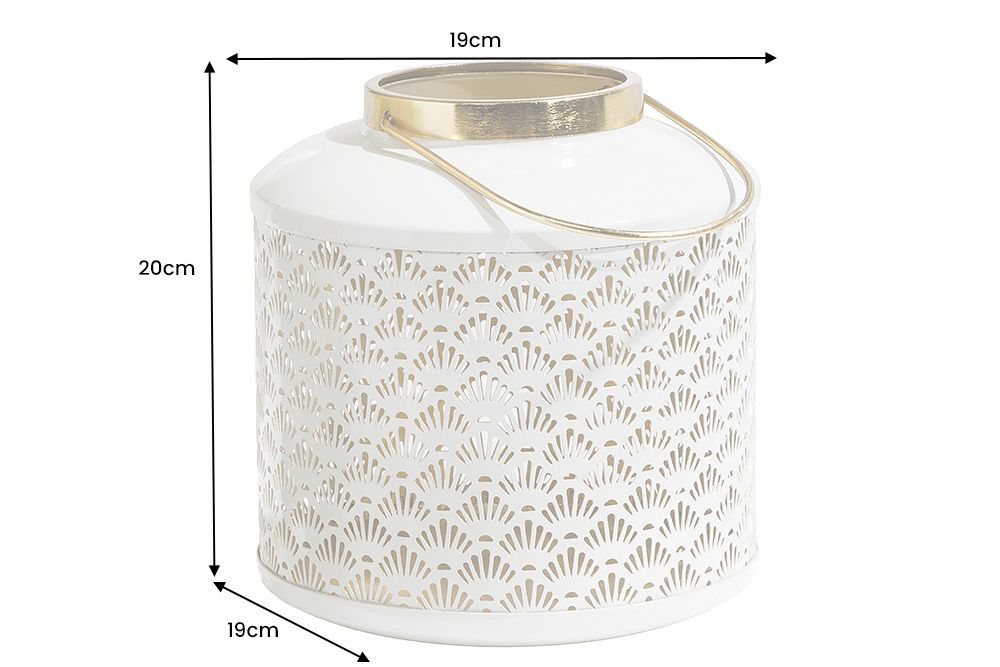 Deko Windlicht CANDLELIGHT 20cm beige-grün Metall handmade Laterne