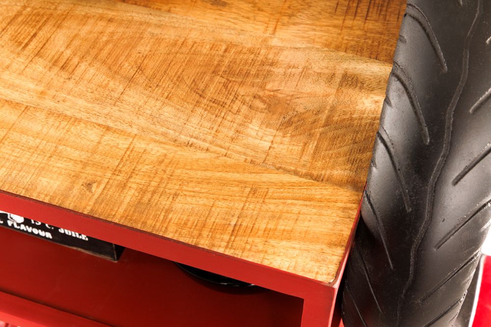 Design Bartisch SCOOTER 180cm rot Mangoholz Handarbeit Upcycling