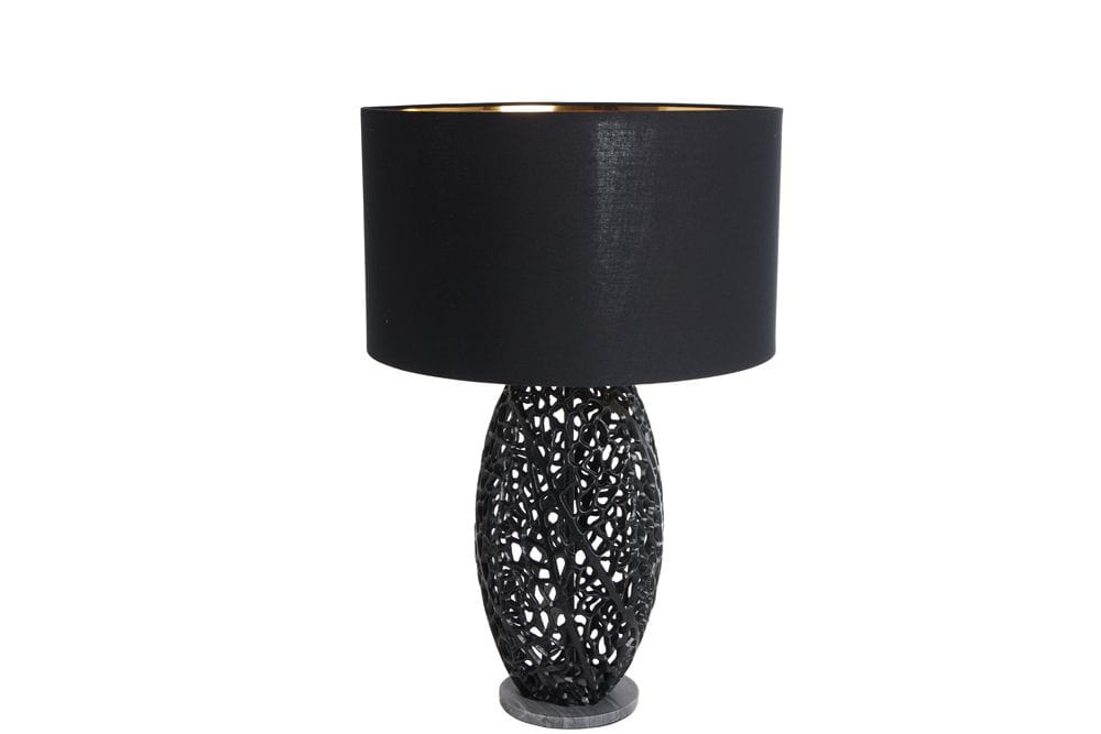 Design Tischlampe ABSTRACT LEAF schwarz Metall Marmorfuß handmade