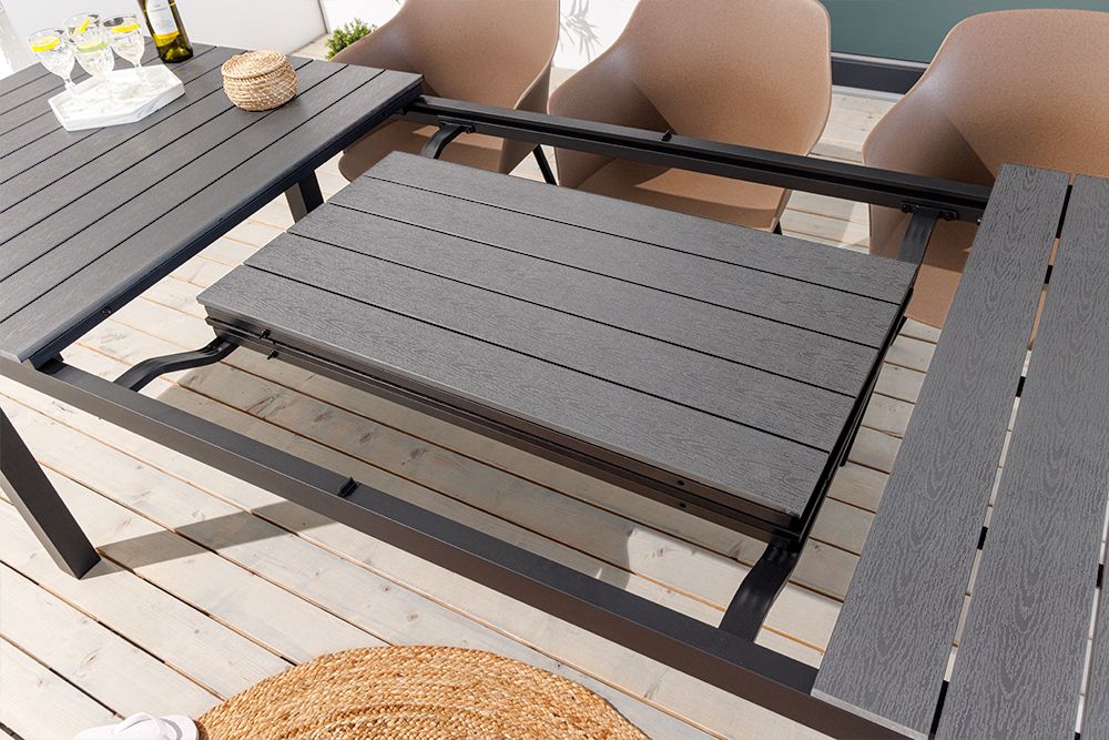 Ausziehbarer Gartentisch DESIGNO 200-250-300cm grau Aluminium In- und Outdoor Esstisch