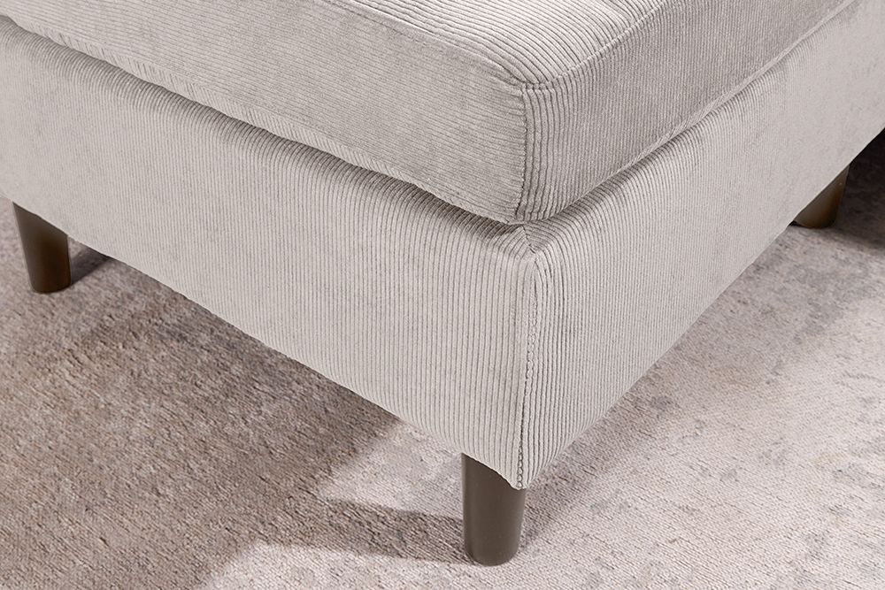 Modernes Ecksofa STOCKHOLM 220cm hellgrau Cordstoff Federkern 3-Sitzer-Sofa