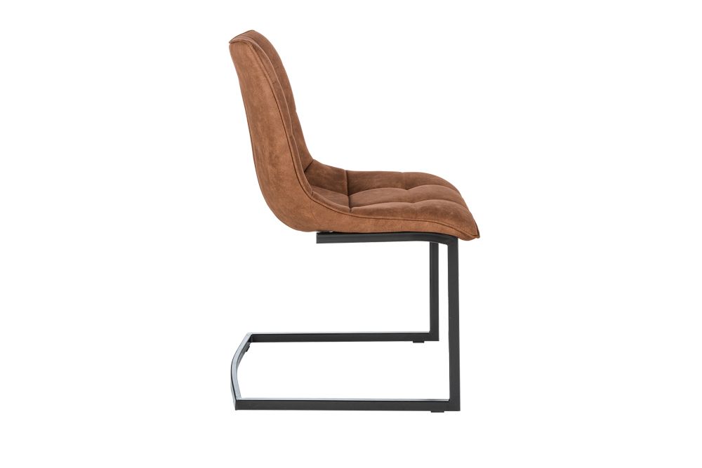 Design Freischwinger Stuhl MIAMI braun antik Metallgestell matt schwarz