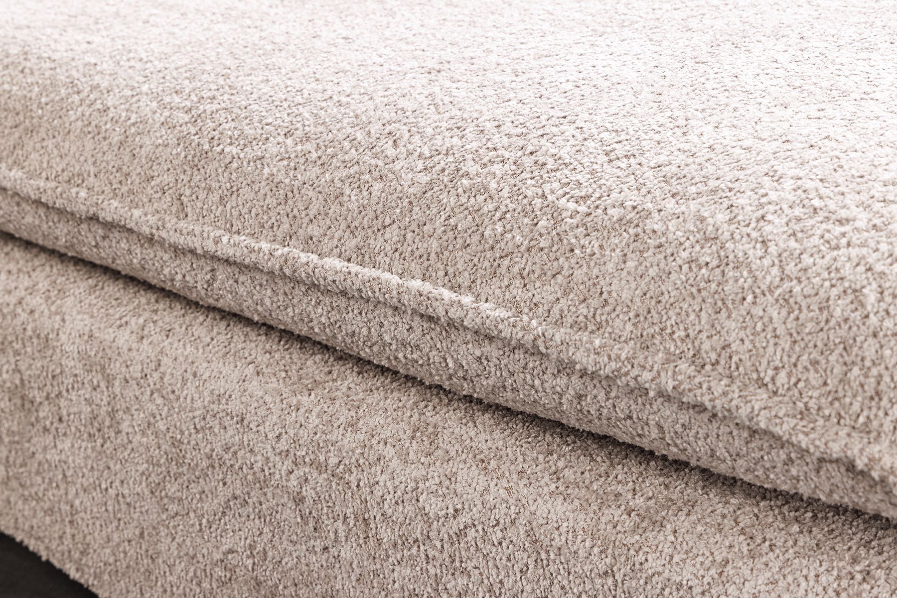 Großer Hocker HEAVEN 100cm champagner beige Bouclé Polsterhocker Federkern