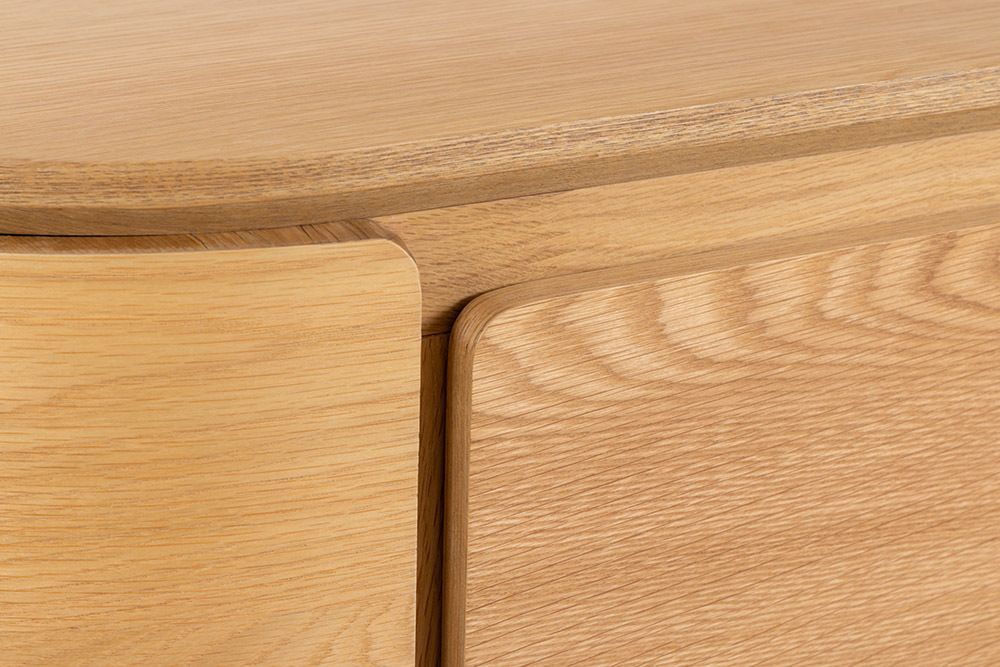 Modernes Sideboard OAK GRAIN 160cm natur Eichenholz vier Fächer mit drei Schubladen