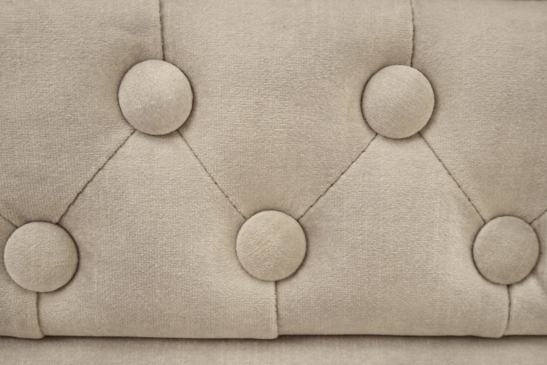 Chesterfield 3-Sitzer Sofa 200cm champagner beige Samt Federkern Knopfheftung