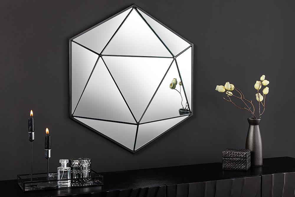 Design Spiegel DIAMOND 65cm schwarz Metall handmade