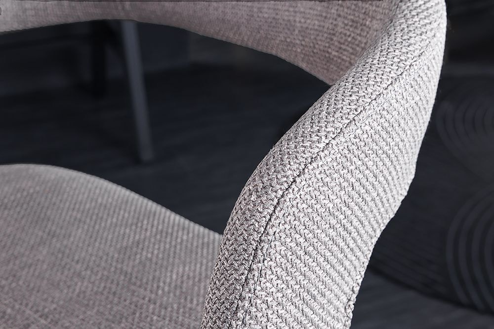 Retro Barhocker MANHATTAN grau Strukturstoff Eschenholz drehbar höhenverstellbar