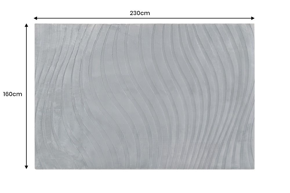 3D strukturierter Kurzflor Teppich WAVE 230x160cm anthrazit Hoch-Tief-Effekt