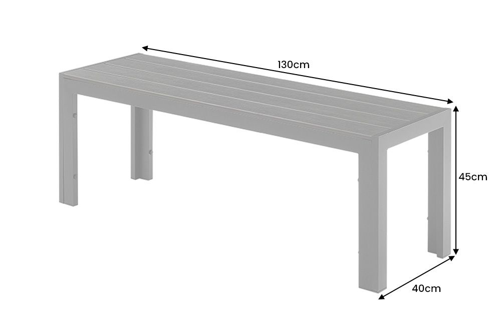 Moderne Gartenbank DESIGNO 130cm anthrazit schwarz Aluminium wetterfest Outdoor Sitzbank