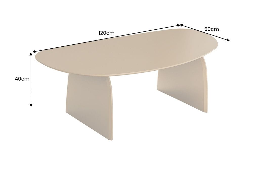 Design Couchtisch ORBIT 120cm greige organische Form