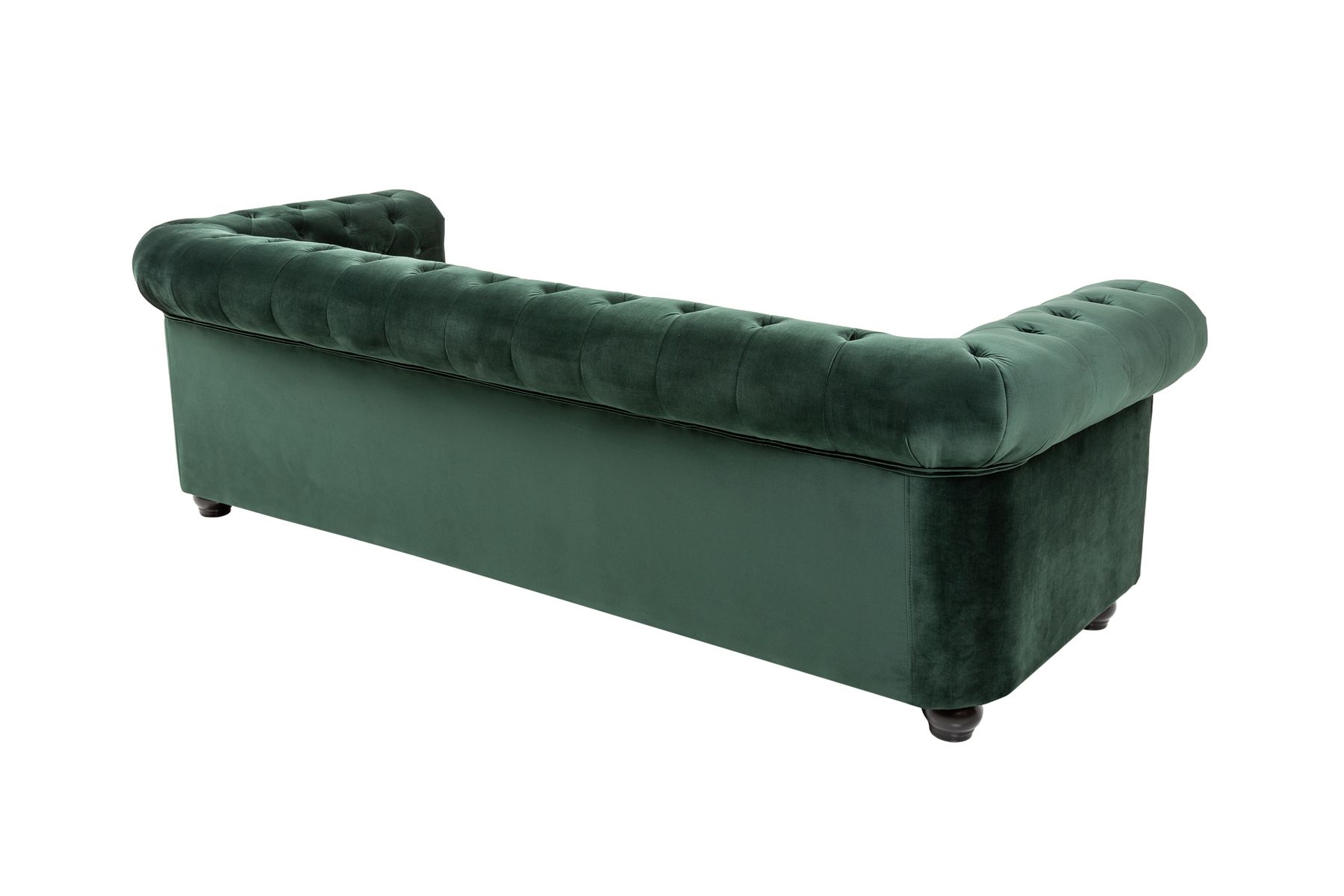 Chesterfield 3-Sitzer Sofa 205cm flaschengrün Samt Federkern Knopfheftung